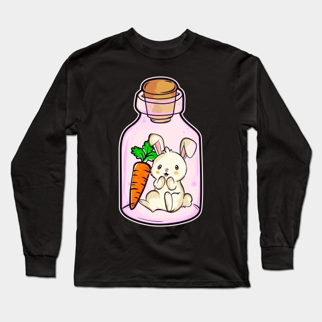 Cute Bunny in a Bottle | Easter Teacher Gift | Love Bunnies Long Sleeve T-Shirt by Proficient Tees